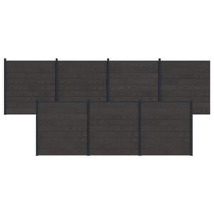 vidaXL Hegnss&aelig;t 7 stk. 1218 x 186 cm WPC og Aluminium Sort
