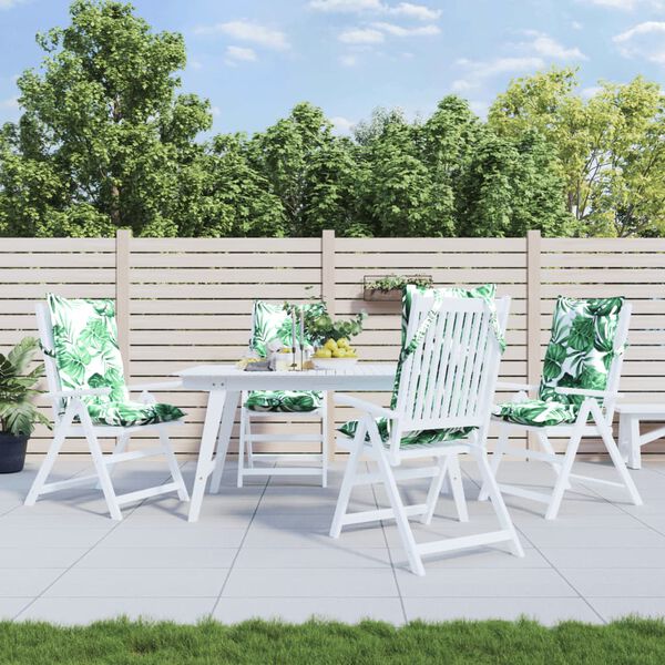 vidaXL stolehynder med h&oslash;j ryg 4 stk. oxfordstof bladm&oslash;nster