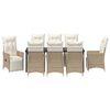 vidaXL Have Spisebordssæt med pude 9 pcs Beige polyrattan