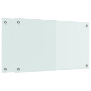 vidaXL K&oslash;kkenbacksplash 2 stk. Hvid 70 x 40 cm h&aelig;rdet glas