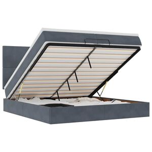 vidaXL osmannisk sengeramme med madrasser 200x200 cm fl&oslash;jl m&oslash;rkegr&aring;