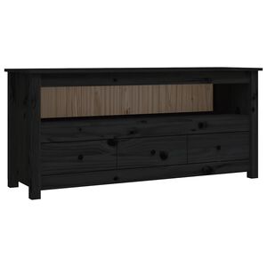 vidaXL tv-bord 114x35x52 cm massivt fyrretr&aelig; sort