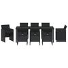 vidaXL Have Spisebordss&aelig;t med pude 9 pcs Sort polyrattan