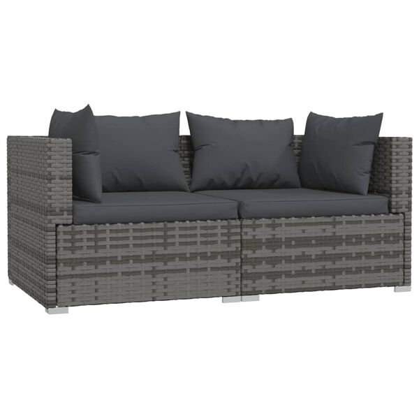 vidaXL 2-personers sofa med hynder polyrattan gr&aring;