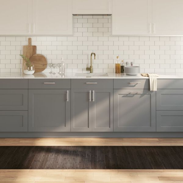 vidaXL gulvt&aelig;ppe 70x300 cm rektangul&aelig;r bambus m&oslash;rkebrun