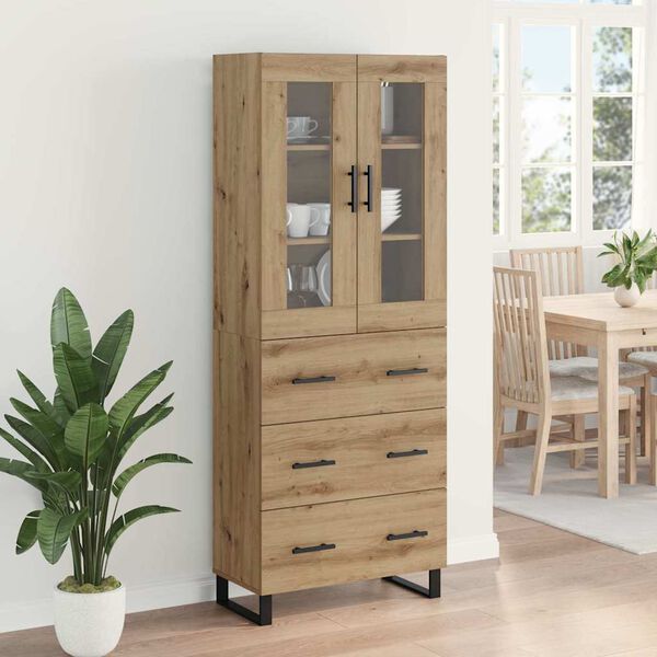 vidaXL Highboard med skuffe 2 pcs Artisan Egetr&aelig; Konstrueret tr&aelig;