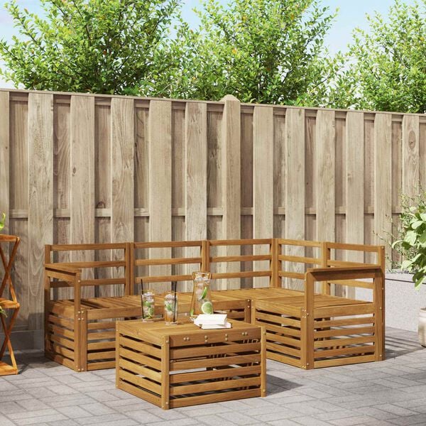 vidaXL Udend&oslash;rs sofagruppe 5 pcs Naturfarvet Massivt Akacietr&aelig;