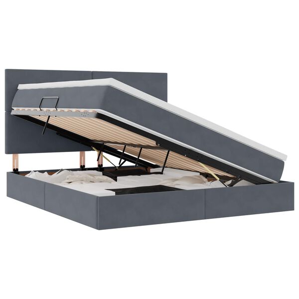 vidaXL Seng med opbevaring og LED M&oslash;rkegr&aring; 180 x 200 cm Fl&oslash;jl