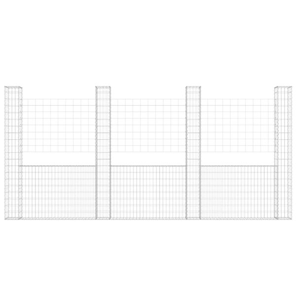 vidaXL gabionkurv med 4 stolper 380x20x200 cm U-facon jern