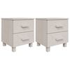 vidaXL sengeskab HAMAR 2 stk. 40x35x44,5 cm massivt fyrretr&aelig; hvid
