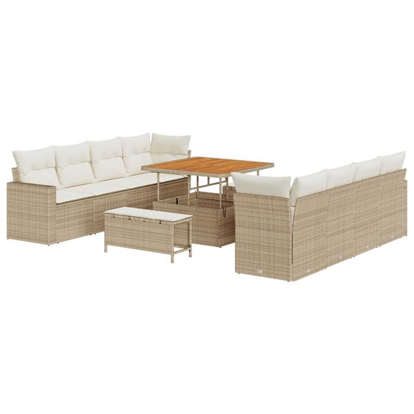 vidaXL Havesofa S&aelig;t 11 pcs Beige polyrattan
