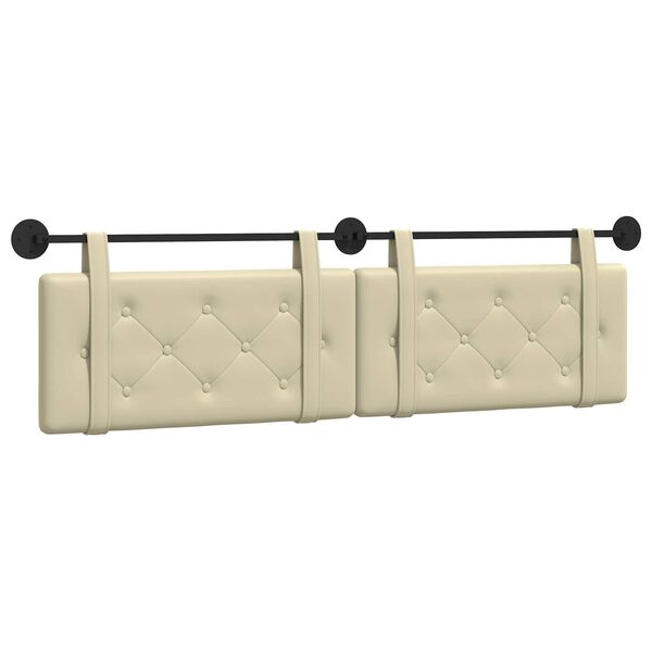 vidaXL H&aelig;ngende Hovedgavl V&aelig;gmonteret Creme 170 x 55 x 5 cm Faux l&aelig;der