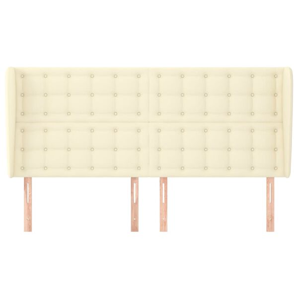 vidaXL sengegavl med kanter 163x23x118/128 cm kunstl&aelig;der cremefarvet