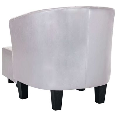 vidaXL lænestol med fodskammel kunstlæder blank sølvfarvet