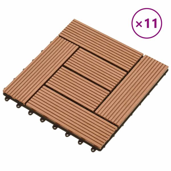 vidaXL Terrasse Flise 11 pcs Brun 30 x 30 cm WPC