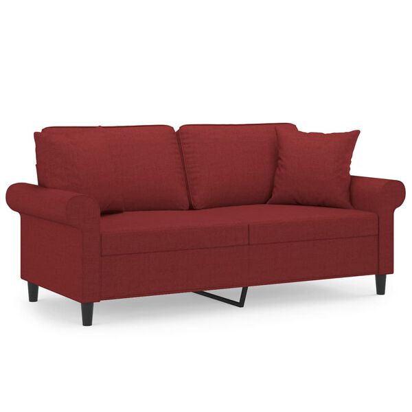 vidaXL 2-personers sofa med puder og hynder 140 cm stof vinr&oslash;d
