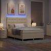 vidaXL LED Box Spring Bed med madras Creme 160 x 200 cm Stof