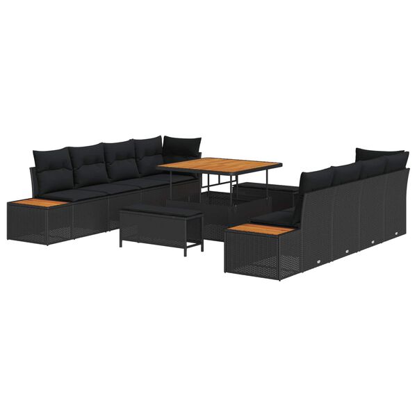 vidaXL Havesofa S&aelig;t 11 pcs Sort polyrattan