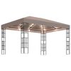 vidaXL pavillon med LED-lysk&aelig;der 4x3 m gr&aring;brun