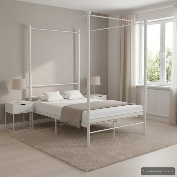 vidaXL sengestel til himmelseng 120x200 cm metal hvid