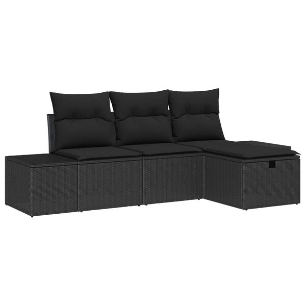 vidaXL Sofa S&aelig;t med pude 4 pcs polyrattan