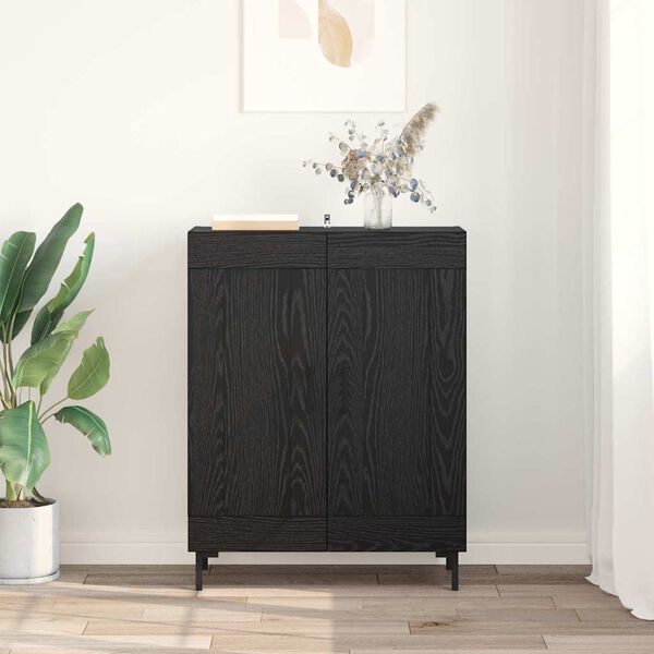 vidaXL Sideboard Sort eg 69,5 x 34 x 90 cm Ingeni&oslash;rt tr&aelig; og jern