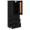 vidaXL Highboard med skuffe Sort eg 69,5 x 34 x 180 cm Konstrueret tr&aelig;