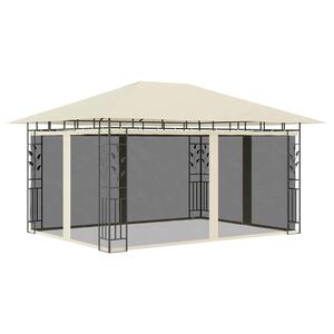 vidaXL pavillon med myggenet 4x3x2,73 m 180 g/m&sup2; cremefarvet