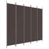 vidaXL 5-panels rumdeler 250x220 cm stof brun