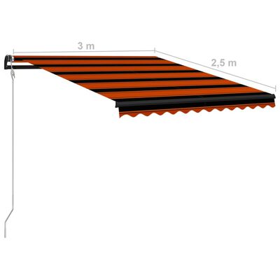 vidaXL foldemarkise automatisk betjening 300x250 cm orange og brun