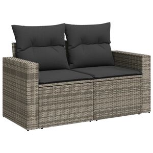 vidaXL 2-personers havesofa med hynder polyrattan gr&aring;