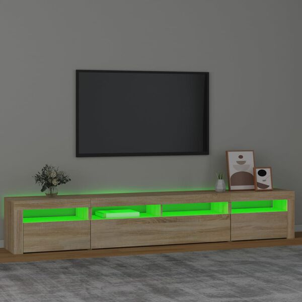 vidaXL tv-skab med LED-lys 240x35x40 cm sonoma-eg