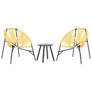 vidaXL havestolss&aelig;t 3 stk. polyrattan sort og gul