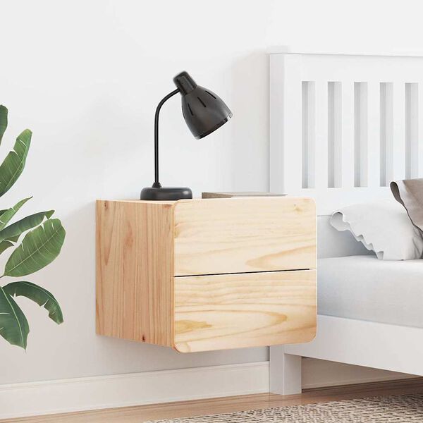 vidaXL Sengebord med skuffe Brun 39 x 34 x 33 cm Massivt fyrretræ