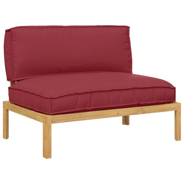 vidaXL Sofa S&aelig;t med pude Vinr&oslash;d 120 x 92 x 69 cm Massivt Akacietr&aelig;