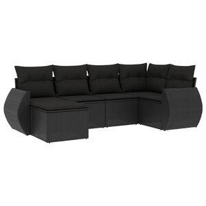 vidaXL sofas&aelig;t til haven 6 dele med hynder polyrattan sort