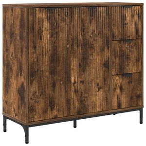 vidaXL Sideboard med skuffe R&oslash;get eg 89,5 x 33 x 82 cm Konstrueret tr&aelig;