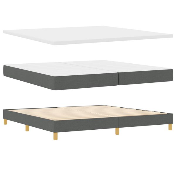 vidaXL Box spring seng med madras M&oslash;rkegr&aring; 200 x 200 cm Stof