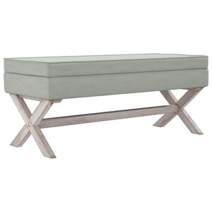 vidaXL opbevaringsskammel 110x45x49 cm velour lysegr&aring;