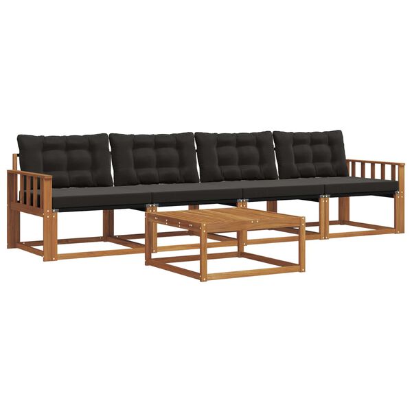 vidaXL Udend&oslash;rs sofagruppe med pude 5 pcs Naturlig og sort