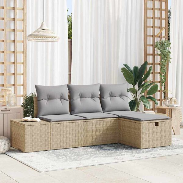 vidaXL Sofa Sæt med pude 4 pcs polyrattan