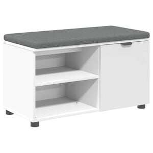 vidaXL Hallb&aelig;nk med pude Hvid 80 x 38 x 46 cm Kunstigt tr&aelig; og stof