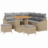 vidaXL Havesofa S&aelig;t med pude med opbevaring 8 pcs Beige Poly rattan