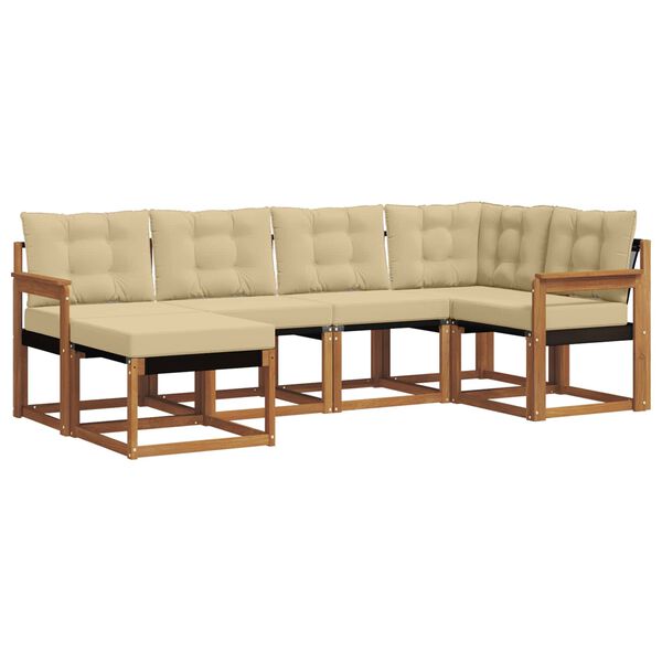 vidaXL Udend&oslash;rs sofagruppe med pude 6 pcs Naturlig og Beige