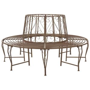 vidaXL Tr&aelig; B&aelig;nk 8 -personers &Oslash; 160 x 89 cm steel Antik Brun Rund