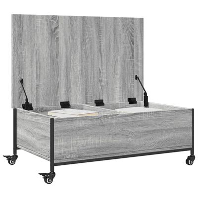 vidaXL sofabord med hjul 91x55x34 cm konstrueret træ grå sonoma-eg