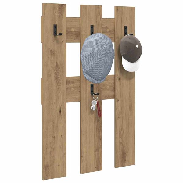vidaXL V&aelig;gmonteret Jakkeholder Artisan Egetr&aelig; 65 x 3 x 100 cm