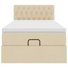 vidaXL ottoman seng med madras & LEDs 90x200 cm stof cremefarvet