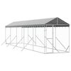 vidaXL udend&oslash;rs hundeg&aring;rd med tag 2x10x2,5 m galvaniseret st&aring;l s&oslash;lv