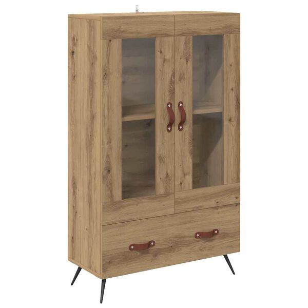 vidaXL Highboard Artisan Egetr&aelig; 69,5 x 31 x 115 cm Ingeni&oslash;rtr&aelig; og glas